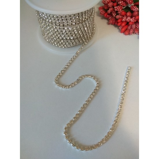 Стразы цепочкой (разм.SS8) цв. белый кристалл, цена за 50 см